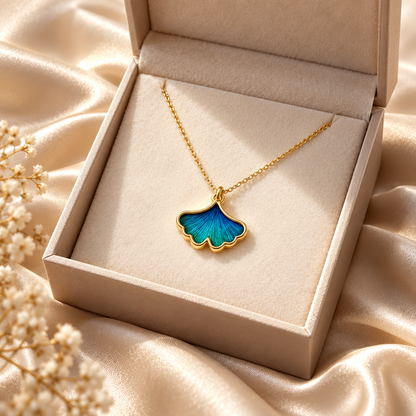 🍃 Stunning Pick | Gold Plated Peacock Feather Ginkgo Necklace | Nature Inspired Dainty Pendant