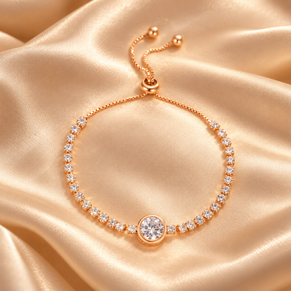 ✨ Staple Pick | Gold Alloy Diamond Bracelet | Sleek Adjustable Sparkle Wrist Band