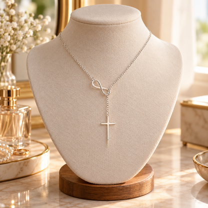 🕊️ Must-Have | Silver Infinity Cross Necklace | Minimal Faith-Inspired Jewelry