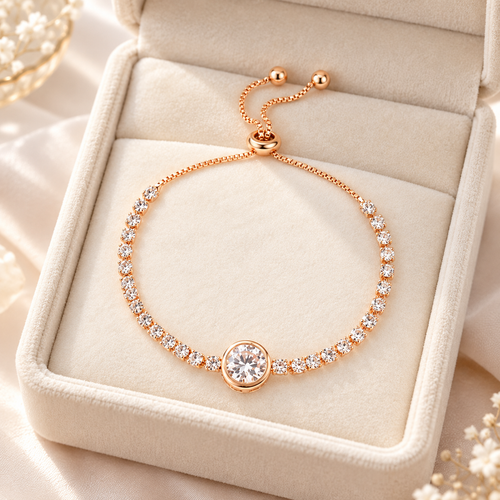 ✨ Staple Pick | Gold Alloy Diamond Bracelet | Sleek Adjustable Sparkle Wrist Band