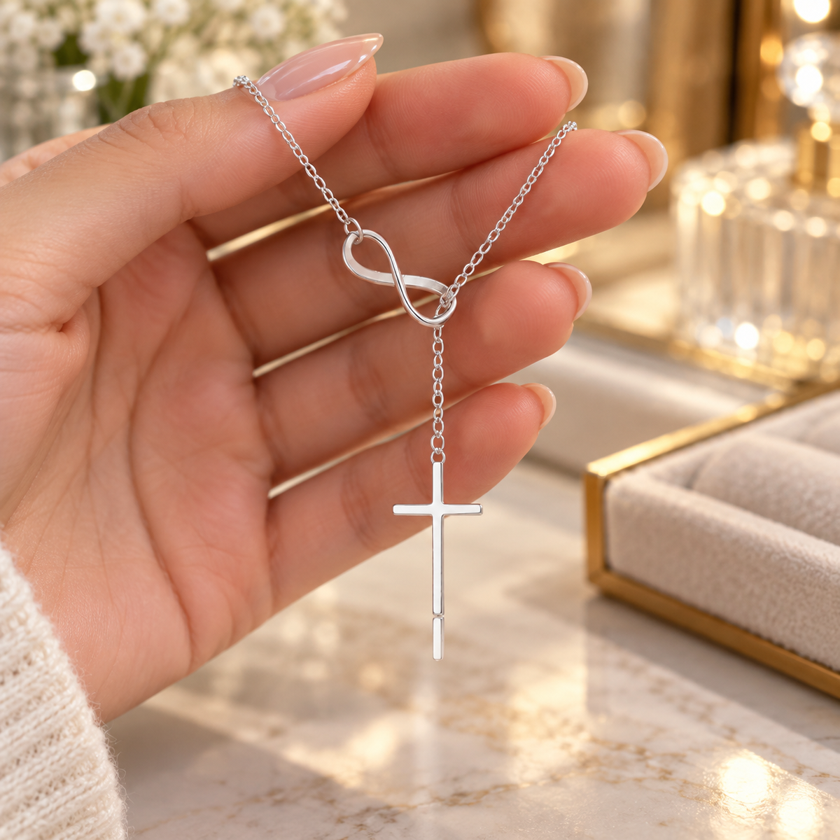 🕊️ Must-Have | Silver Infinity Cross Necklace | Minimal Faith-Inspired Jewelry