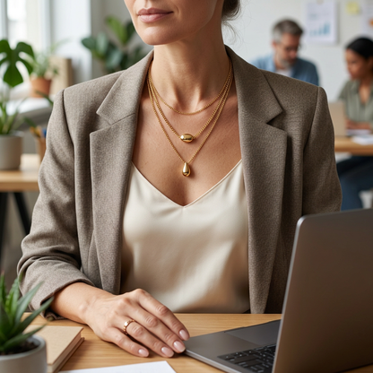 AI office styling with neutral blazer